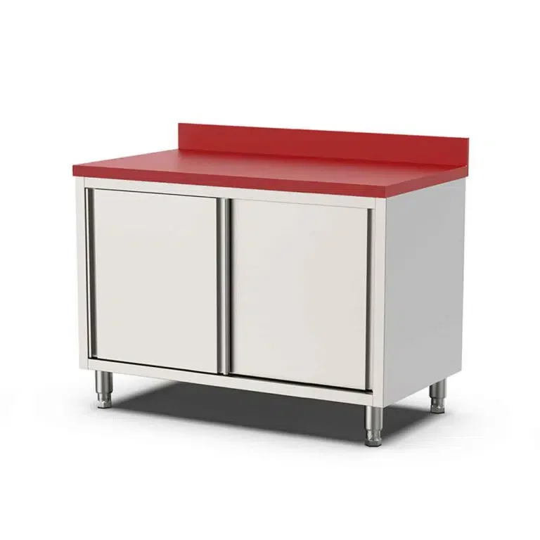 HCB Work Cabinet – Cutting Table – Sliding Doors – 120 cm – Stainless Steel – Polyethylene