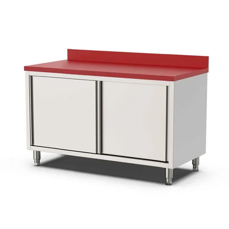 HCB Armario de trabajo – mesa de corte – puertas correderas – 180 cm – acero inoxidable – Polietileno