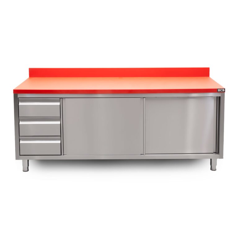 HCB Cutting Cabinet – 200 cm – sliding doors and 3 drawers on the left
