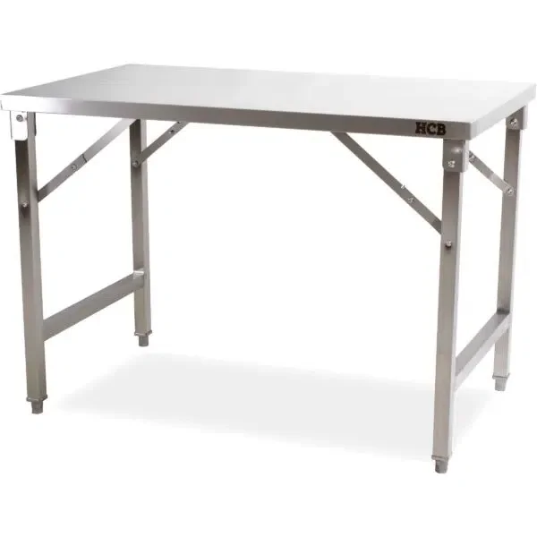 HCB Mesa de trabajo – plegable – 120 x 70 x 85 cm – acero inoxidable