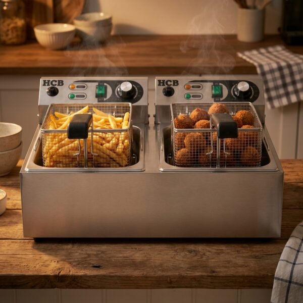 HCB Double fryer – 2 x 6 liters – 2 x 110V – stainless steel