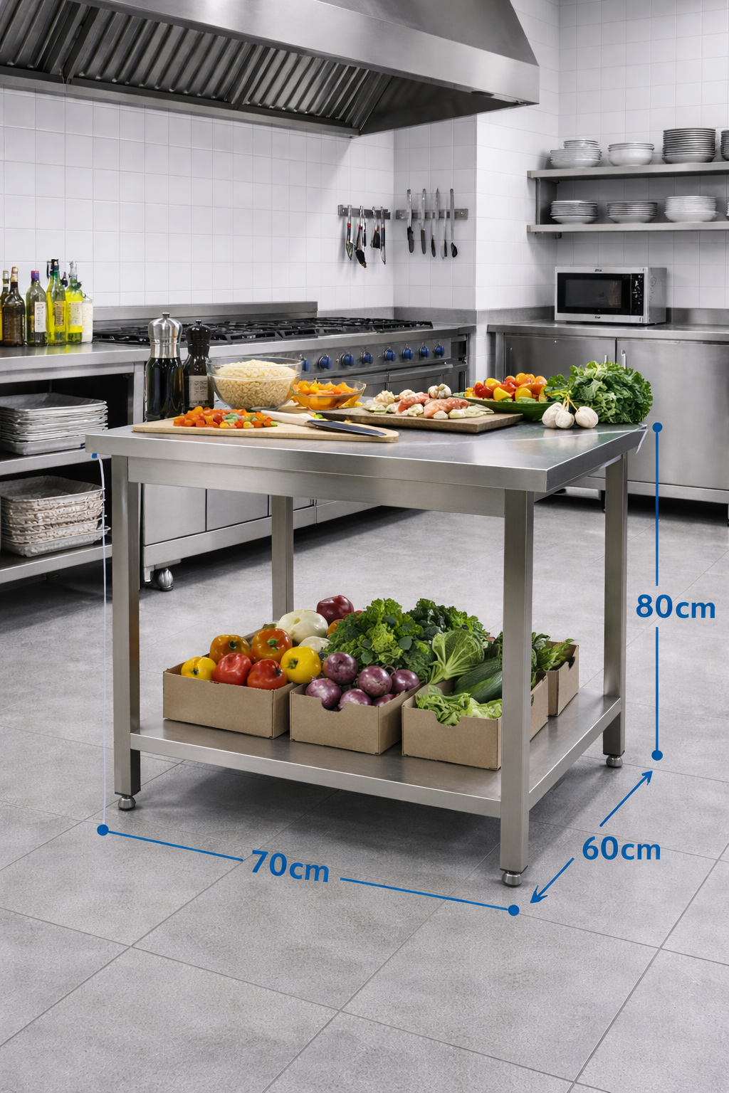 Stainless Steel Work Table Table Basic-line 70 x 60 x 85 cm