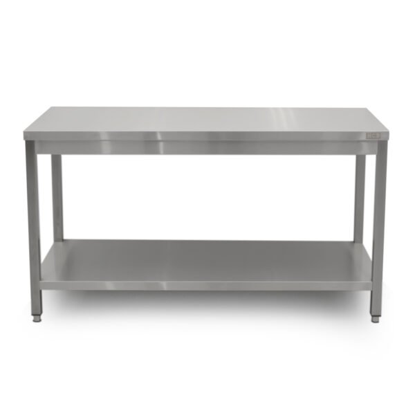 HCB Basic-line Mesa de Trabajo – con estante inferior – 150 x 60 x 85 cm – acero inoxidable
