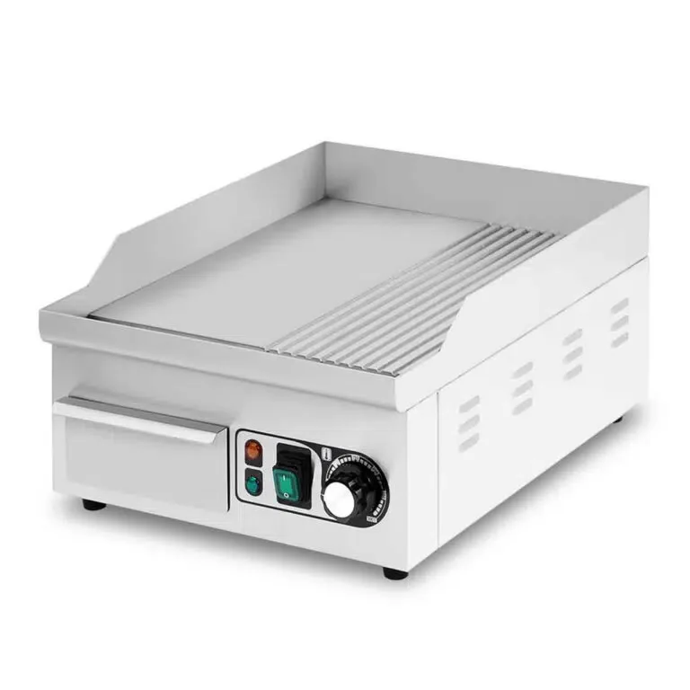 HCB Plancha 1/2 acanalada – 36 cm – 110V – Acero inoxidable